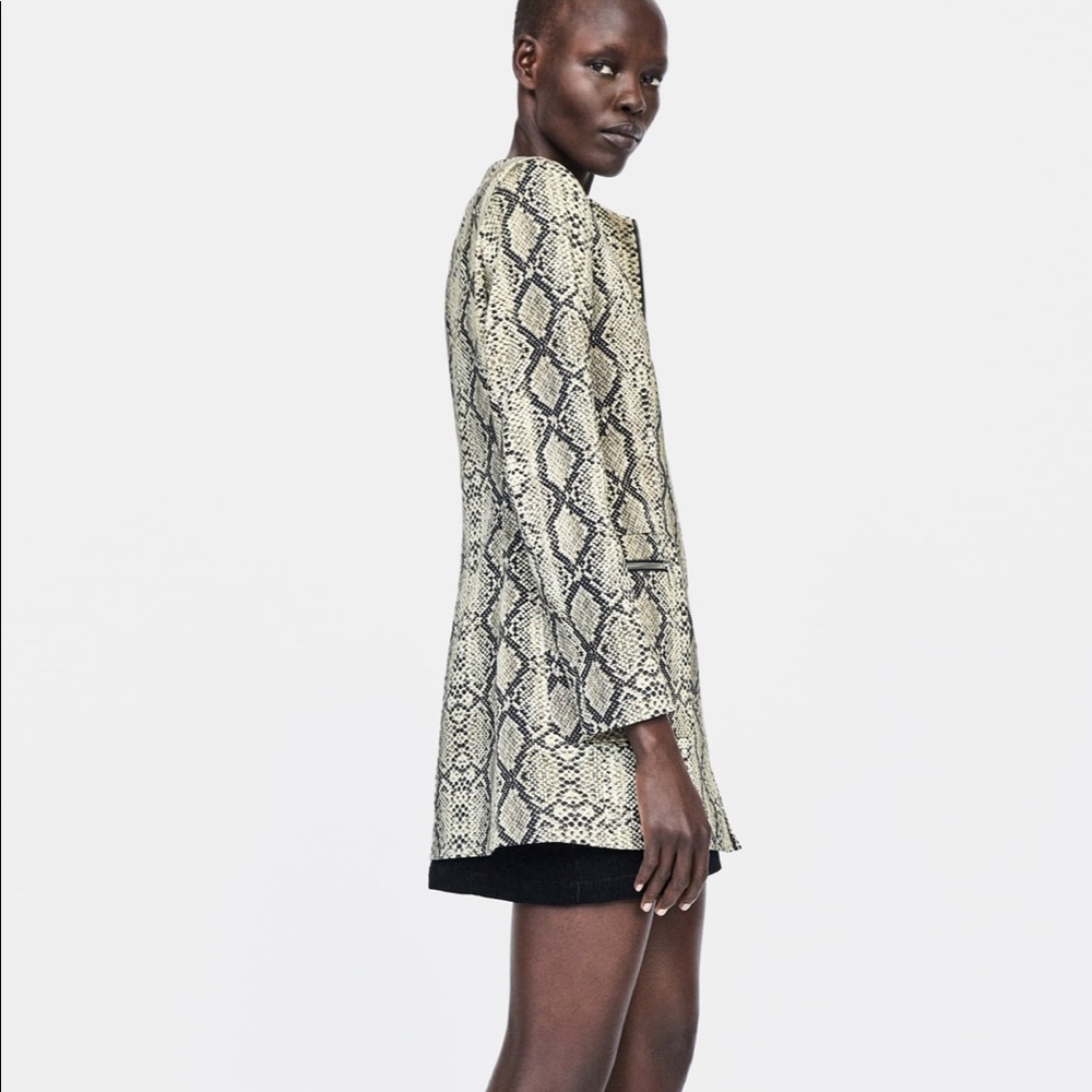 NWOT ZARA Snakeskin Frock Dress Coat SZ L in Women - Picture 2 of 7